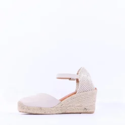 Women Wonders Ena Covered Espadrille Wedge - Ivory Leather