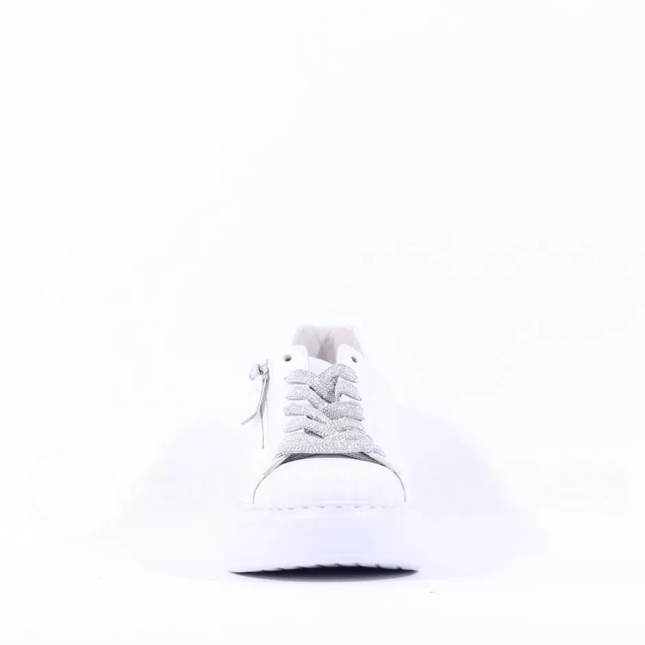 Women Gabor Epsom Light Platform Zip Trainer - Silver Combi