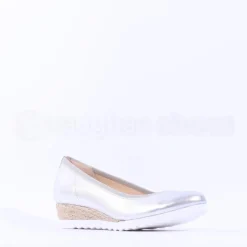 Women Gabor Epworth Espradrille Slip On Wedge - Silver Metallic