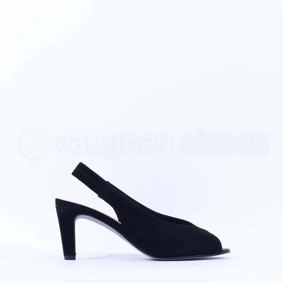 Women Gabor Eternity Peeptoe Slingback Heel - Black Suede