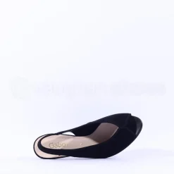Women Gabor Eternity Peeptoe Slingback Heel - Black Suede