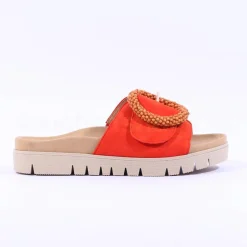 Women Gabor Everly Beaded Ring Velcro Mule - Orange Suede