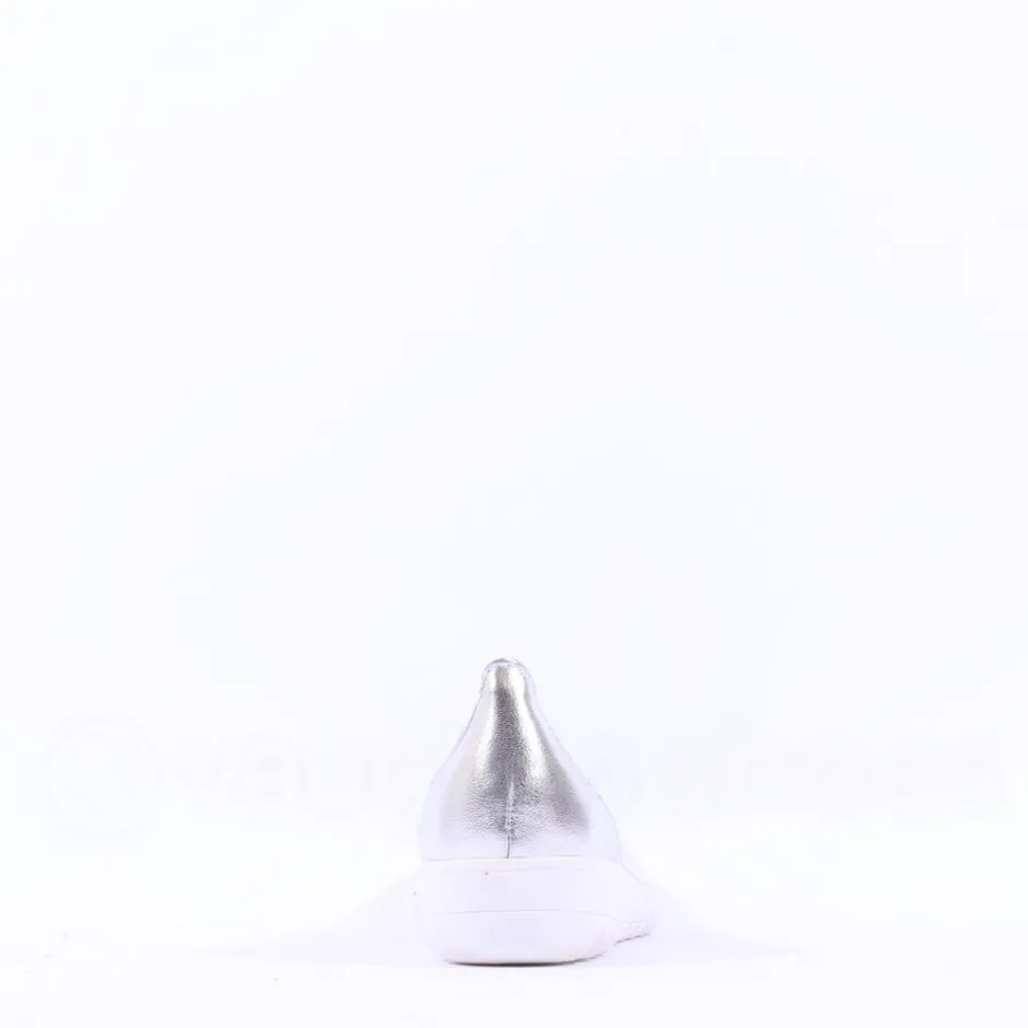 Women Caprice Faby Toe Cap Low Wedge Pump - White Silver