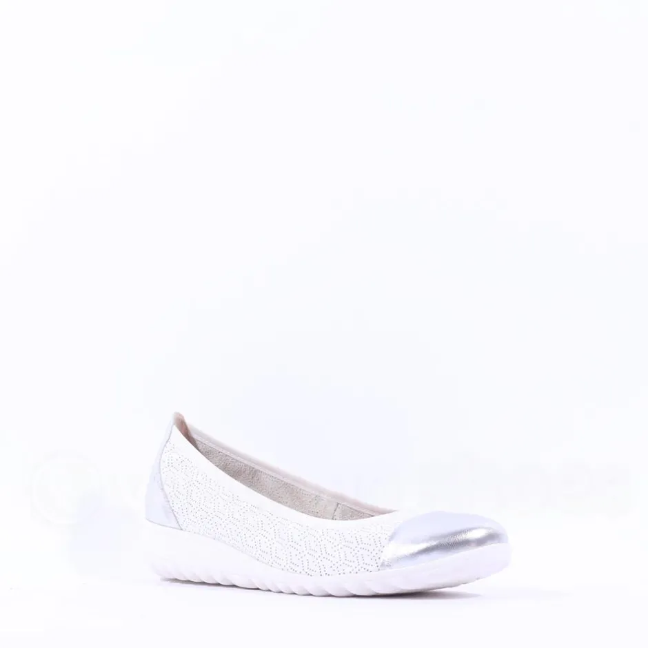 Women Caprice Faby Toe Cap Low Wedge Pump - White Silver