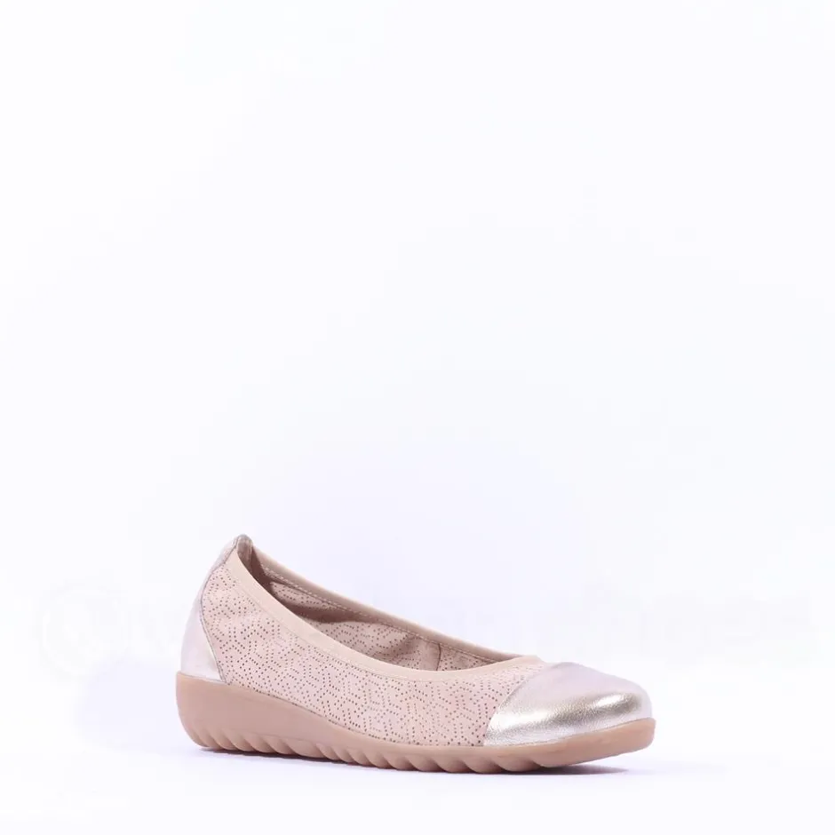 Women Caprice Faby Toe Cap Low Wedge Pump - Sand