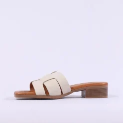 Women Oh My Sandals Flat Mule Slider - Cream
