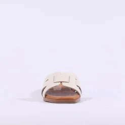 Women Oh My Sandals Flat Mule Slider - Cream