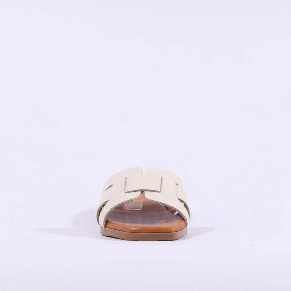 Women Oh My Sandals Flat Mule Slider - Cream