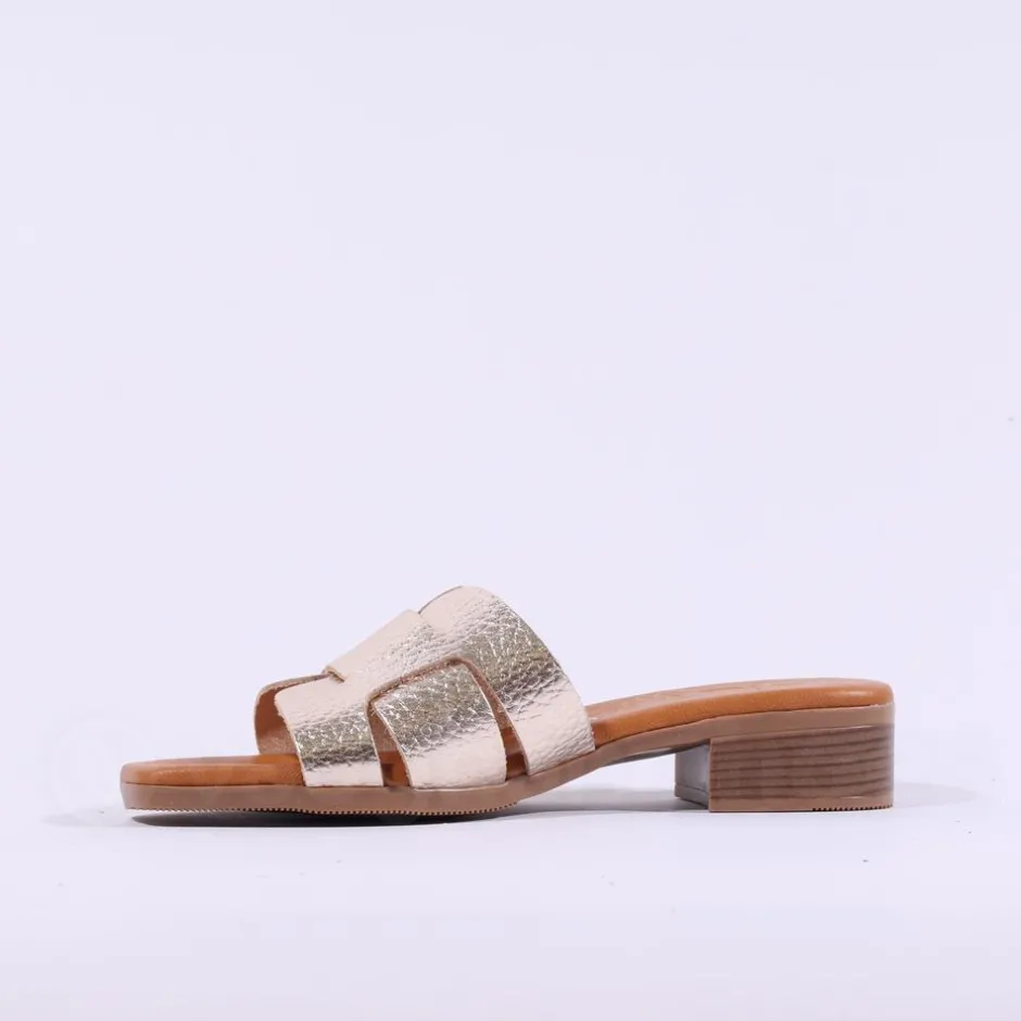 Women Oh My Sandals Flat Mule Slider - Gold