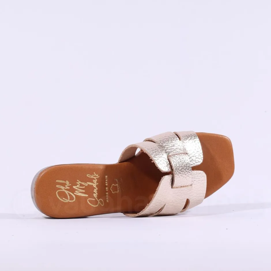Women Oh My Sandals Flat Mule Slider - Gold