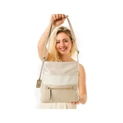 Rieker Front Zip Crossbody Bag - Beige Metallic Combi