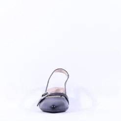 Women Wonders Gaia Kitten Heel Strap Slingback - Black Leather