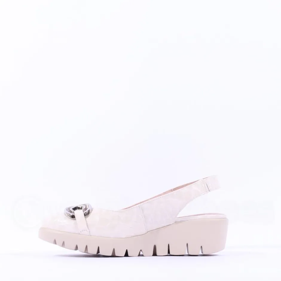 Women Wonders Gale Slingback Link Wedge - Off White Croc