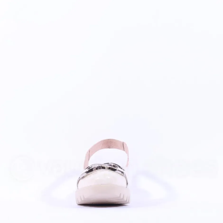 Women Wonders Gale Slingback Link Wedge - Off White Croc