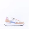 Women Ara Garda Side Zip Wedge Trainer - Tan Pink Metallic