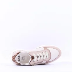 Women Ara Garda Side Zip Wedge Trainer - Beige Leopard Combi