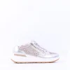Women Ara Garda Sidezip Lace Wedge Trainer - Metallic Combi