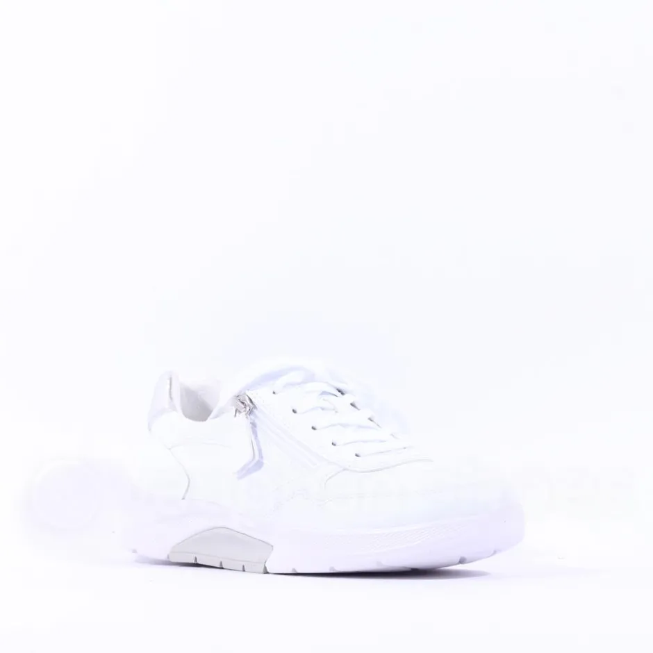 Women Gabor Garten Rolling Soft Zip Trainer - White Silver