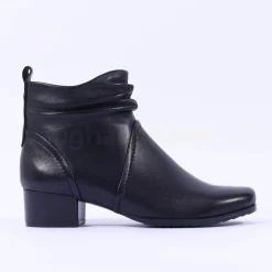 Women Caprice Gerda Folded Wide Fit Ankle Boot - Black Soft Leather