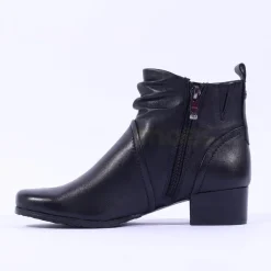 Women Caprice Gerda Folded Wide Fit Ankle Boot - Black Soft Leather