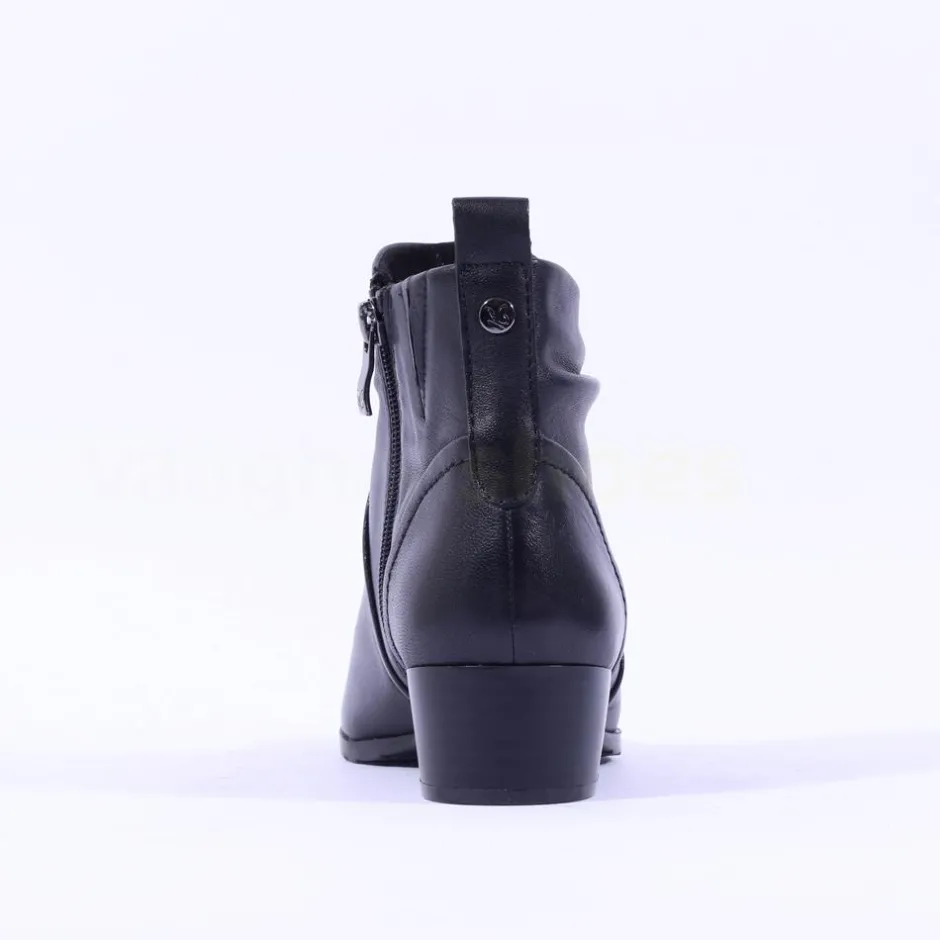 Women Caprice Gerda Folded Wide Fit Ankle Boot - Black Soft Leather