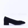 Women Ara Graz Low Heel Buckle Court Shoe - Black Suede