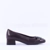 Women Ara Graz Low Heel Buckle Court Shoe - Burgundy Leather