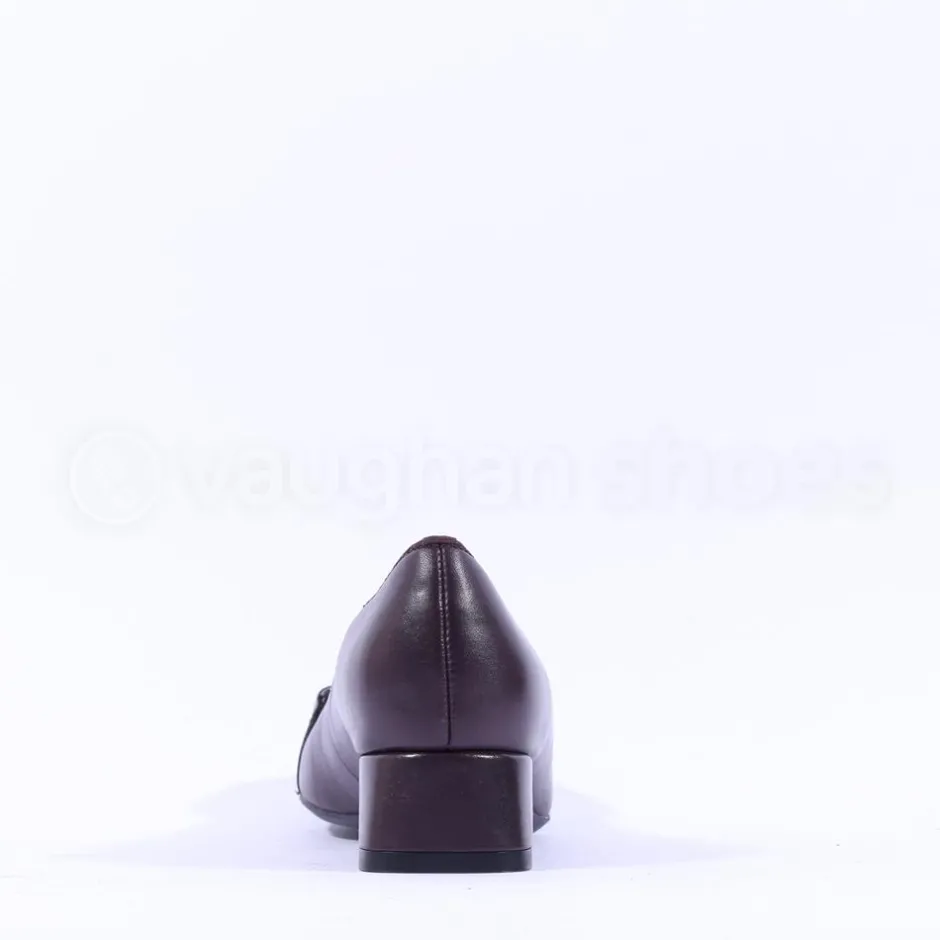 Women Ara Graz Low Heel Buckle Court Shoe - Burgundy Leather