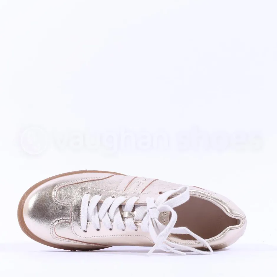 Women Paul Green Gum Sole Laced Trainer - Gold Metallic