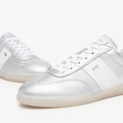 Women NeroGiardini Gum Sole Laced Trainer - Silver Leather