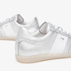 Women NeroGiardini Gum Sole Laced Trainer - Silver Leather