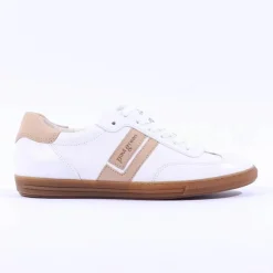 Women Paul Green Gum Sole Laced Trainer - White Beige