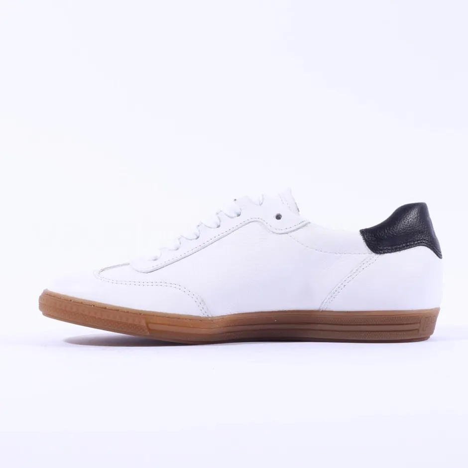Women Paul Green Gum Sole Laced Trainer - White Black
