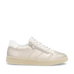 Women Remonte Gum Sole Trainer With Side Zip - Gold Leather
