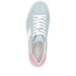 Women Remonte Gum Sole Trainer With Side Zip - Blue Combi Leather