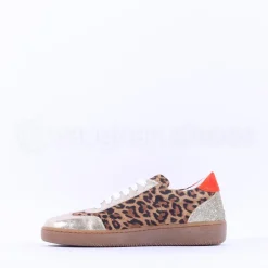 Women Marco Moreo Gumsole T Toe Lace Trainer - Orange Gold Leopard