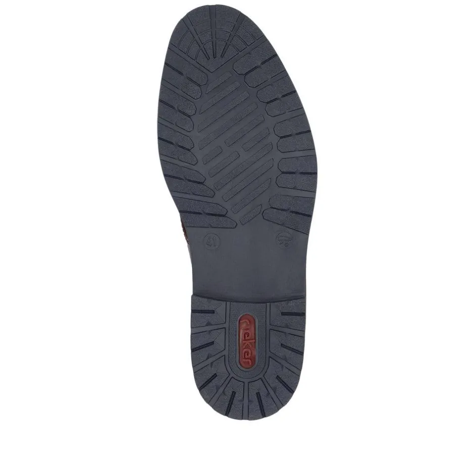 Rieker Men Gusset Laced Plain Toe Shoe - Brown Leather