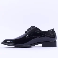 Brent Pope Halcombe Laced Plain Toe Shoe - Black Patent