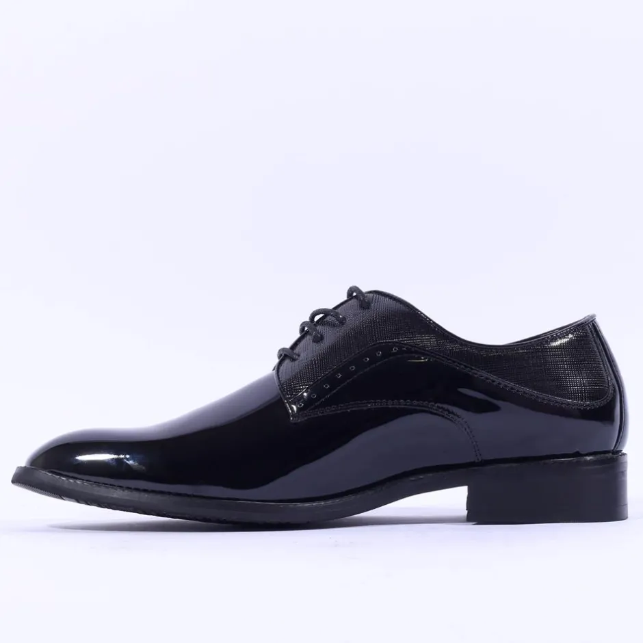 Brent Pope Halcombe Laced Plain Toe Shoe - Black Patent