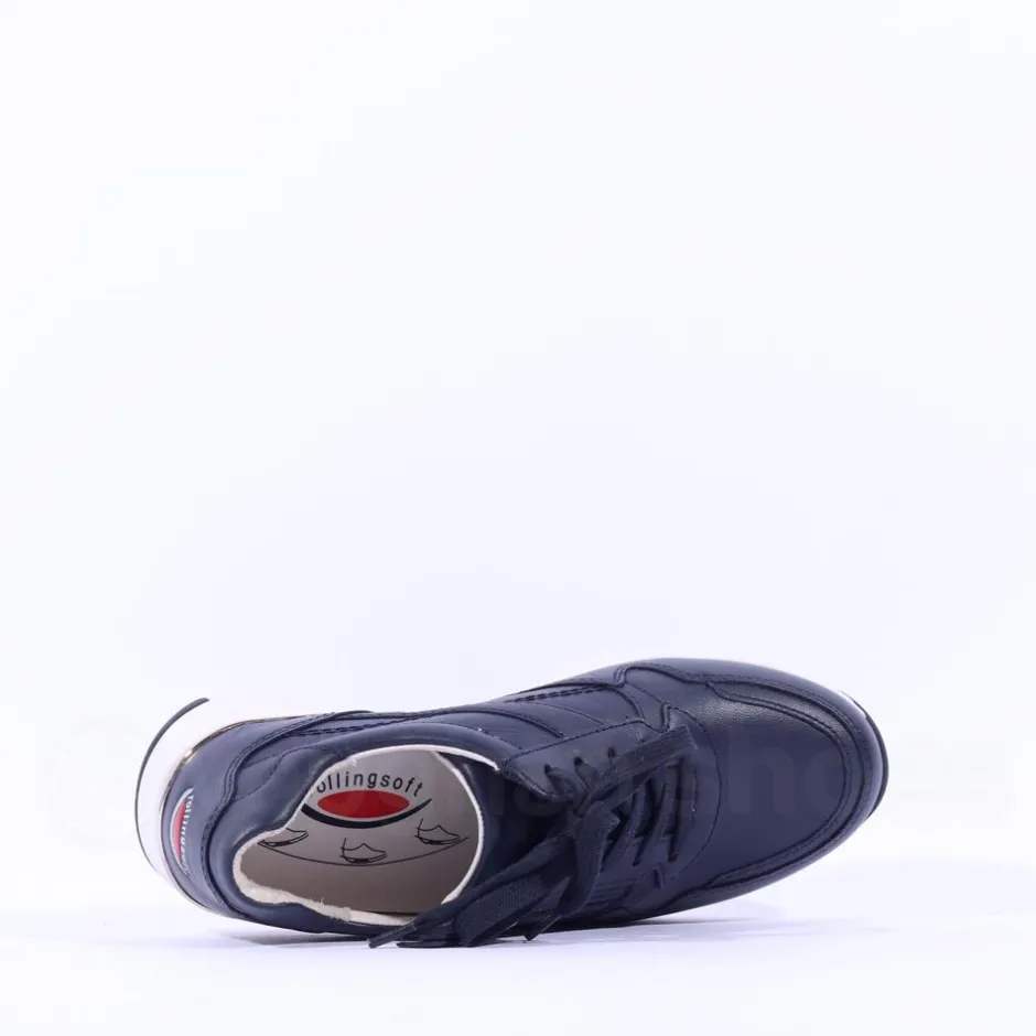 Women Gabor Haley Rolling Soft Sidezip Trainer - Navy Leather