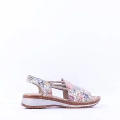 Women Ara Hawaii Slingback Low Wedge Sandal - Floral
