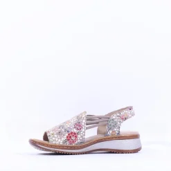 Women Ara Hawaii Slingback Low Wedge Sandal - Floral