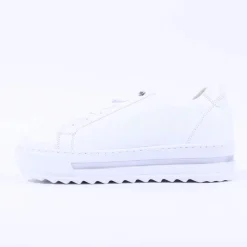 Women Gabor Heather Platform Side Zip Trainer - White Leather