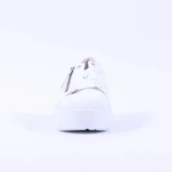 Women Gabor Heather Platform Side Zip Trainer - White Leather