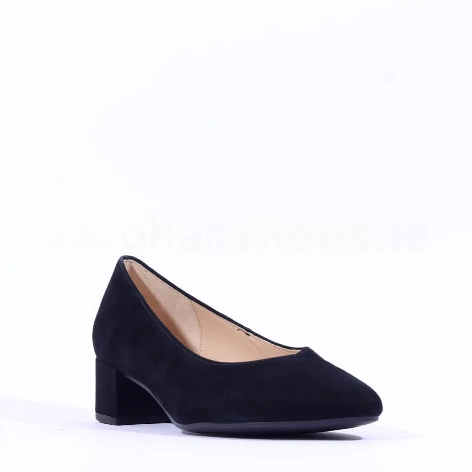 Women Gabor Henge Pointed Toe Low Heel - Black Suede
