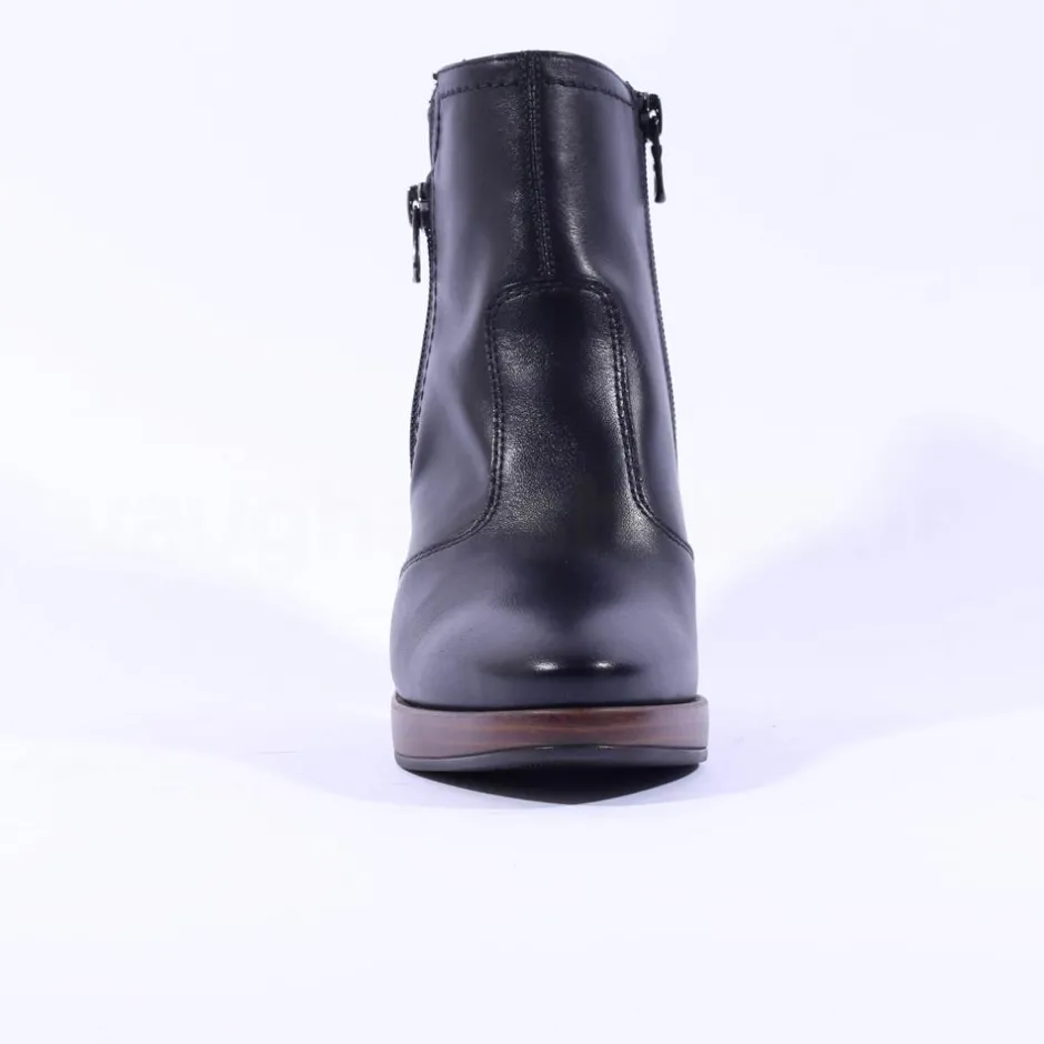 Women NeroGiardini High Stack Heel Ankle Boot - Black Leather