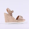 Women Repo High Wedge Link Sandal - Beige