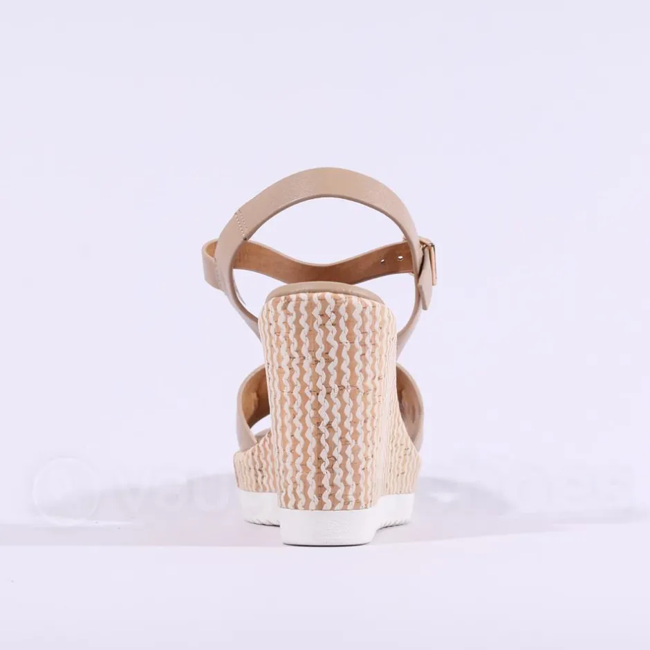 Women Repo High Wedge Link Sandal - Beige