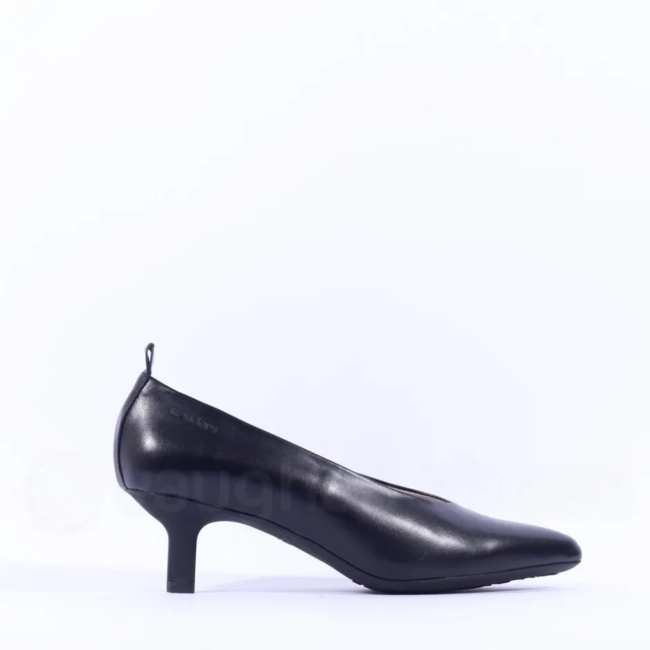 Women Wonders Hilda Heel Tab Classic High Heel - Black Leather