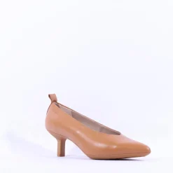 Women Wonders Hilda Heel Tab Classic High Heel - Tan Leather